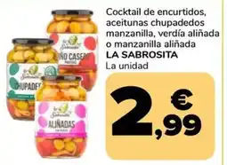 Supeco LA SABROSITA Cocktail de encurtidos, aceitunas chupadedos manzanilla, verdía aliñada o manzanilla aliñada oferta