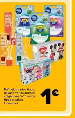 Supeco Pañuelos varios tipos, mikado varios aromas, colgadores WC varios tipos o paños oferta