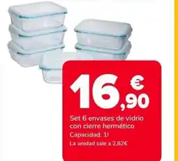Supeco Set 6 envases de vidrio con cierre hermético oferta