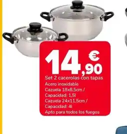 Supeco Set 2 cacerolas con tapas oferta