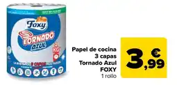 Carrefour Express FOXY Papel de cocina 3 capas Tornado Azul oferta