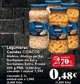 Gadis CIDACOS Legumbres Cocidas Alubias, Alubias sin Sal, Garbanzos sin Salo Garbanzos Extra, Frasco oferta