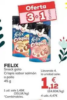 Kiwoko Felix - snack gato crispis sabor salmón o pollo oferta