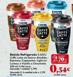 Gadis KAIKU Bobida Refrigerada Caffe Latte sin Azúcar Añadido, Espresso, Cappuccino, Light sin Lactosa o Vainilla o Chocolatte oferta