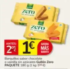 Consum Gullón - barquillos sabor chocolate o vainilla sin azucares oferta