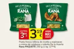 Consum Rana - pasta fresca rellena de ricotta y espinacas o crema de calabaza y cebolla de la huerta oferta