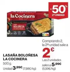 El Corte Inglés La cocinera - lasana bolonesa oferta
