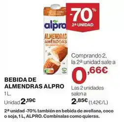 El Corte Inglés Alpro - bebida de almendras oferta