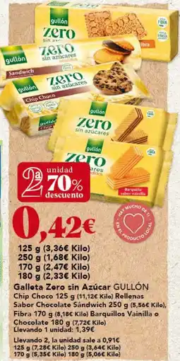 Gadis GULLÓN Galleta Zoro sin Azúcar Chip Choco oferta