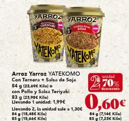 Gadis YATEKOMO Arroz Yarroz Con Ternera + Salsa de Soja o con Pollo y Salsa Teriyaki oferta