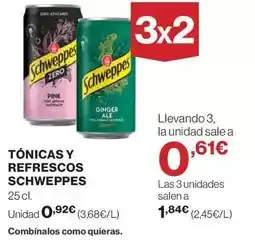 El Corte Inglés Schweppes - tonicas y refrescos oferta