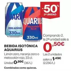 El Corte Inglés Aquarius - bebida isotónica oferta