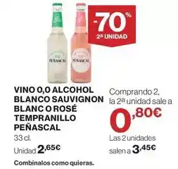 El Corte Inglés Peñascal - vino 0.0 alcohol blanco sauvignon blanc o rosé tempranillo oferta