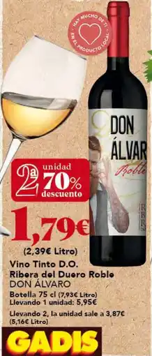 Gadis DON ALVARO Vino Tinto D.O. Ribera del Duero Roble oferta