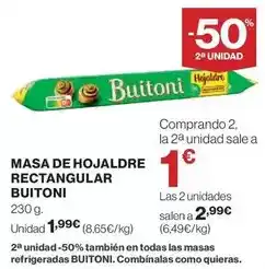 El Corte Inglés Buitoni - masa de hojaldre rectangular oferta