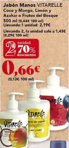 Gadis VITARELLE Jabón Manos Coco y Mango, Limón y Azahar o Frutos del Bosque oferta
