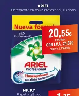 Arenas CashDiplo ARIEL Detergente en polvo profesional, 110 dosis oferta
