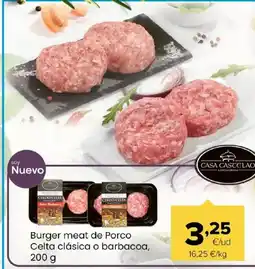 Autoservicios Familia Burger meat de Porco Celta clásica o barbacoa oferta