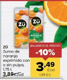 Autoservicios Familia ZÜ Zumo de naranja exprimida con o sin pulpa oferta