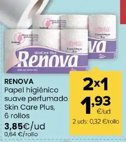 Autoservicios Familia RENOVA Papel higiénico suave perfumado Skin Care Plus, 6 rollos oferta