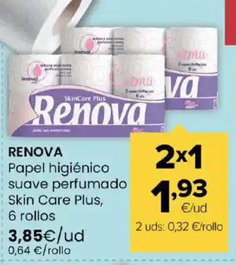 RENOVA Papel higiénico suave perfumado Skin Care Plus, 6 rollos