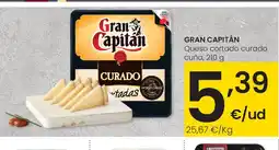 Eroski GRAN CAPITÁN Queso cortado curado cuña oferta