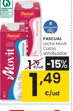 Eroski PASCUAL Leche Movit Calcio señalizadas oferta