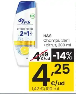 Eroski H&S Champú 2enl +citrus oferta