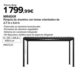 Costco MIRADOR Pérgola de aluminio con lamas orientables de 2,7 m x 4,4 m oferta