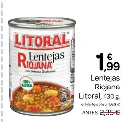 Supermercados El Jamón LITORAL Lentejas Riojana oferta
