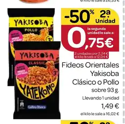 Supermercados El Jamón Fideos Orientales Yakisoba Clásico o Pollo oferta