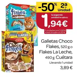 Supermercados El Jamón CUÉTARA Galletas Choco Flakes Flakes La Leche oferta