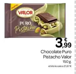 Supermercados El Jamón VALOR Chocolate Puro Pistacho oferta