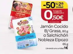 Supermercados El Jamón ELPOZO Jamón Cocido B/Grasa, 80g o Salchichón Nobleza oferta