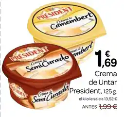 Supermercados El Jamón PRESIDENT Crema de Untar oferta