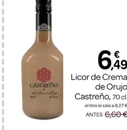 Supermercados El Jamón CASTREÑO Licor de Crema de Orujo oferta