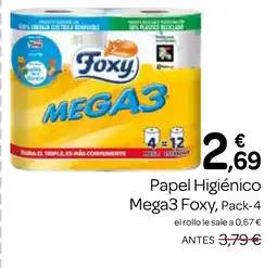 Supermercados El Jamón FOXY Papel Higiénico Mega3 oferta