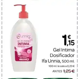 Supermercados El Jamón IFA UNNIA Gel Intima Dosificador oferta