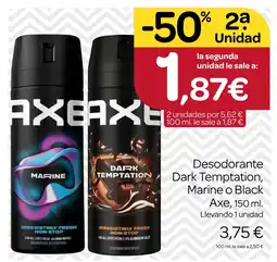 Supermercados El Jamón AXE Desodorante Dark Temptation, Marine o Black oferta