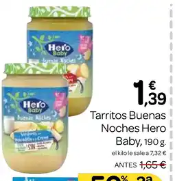 Supermercados El Jamón HERO BABY Tarritos Buenas Noches oferta