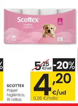 Eroski SCOTTEX Papel higiénico, 16 rollos oferta