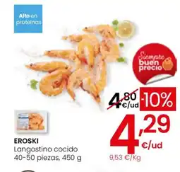 Eroski EROSKI Langostino cocido 40-50 piezas oferta