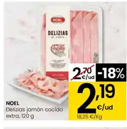 Eroski NOEL Delizias jamón cocido extra oferta