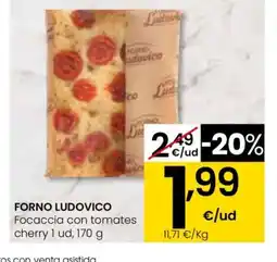 Eroski FORNO LUDOVICO Focaccia con tomates cherry oferta
