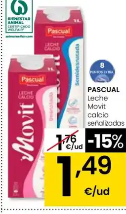 Eroski PASCUAL Leche Movit calcio señalizadas oferta