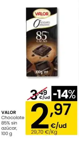 Eroski VALOR Chocolate 85% sin azúcar oferta