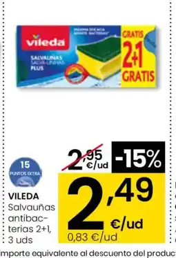 Eroski VILEDA Salvauñas antibac- terias 2+1 oferta