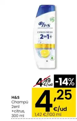 Eroski H&S Champú 2en1 +citrus, oferta
