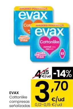 Eroski EVAX Cottonlike compresas señalizadas oferta