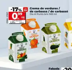 Dia DIA AL PUNTO Crema de verdures/ de carbassa / de carbassó oferta